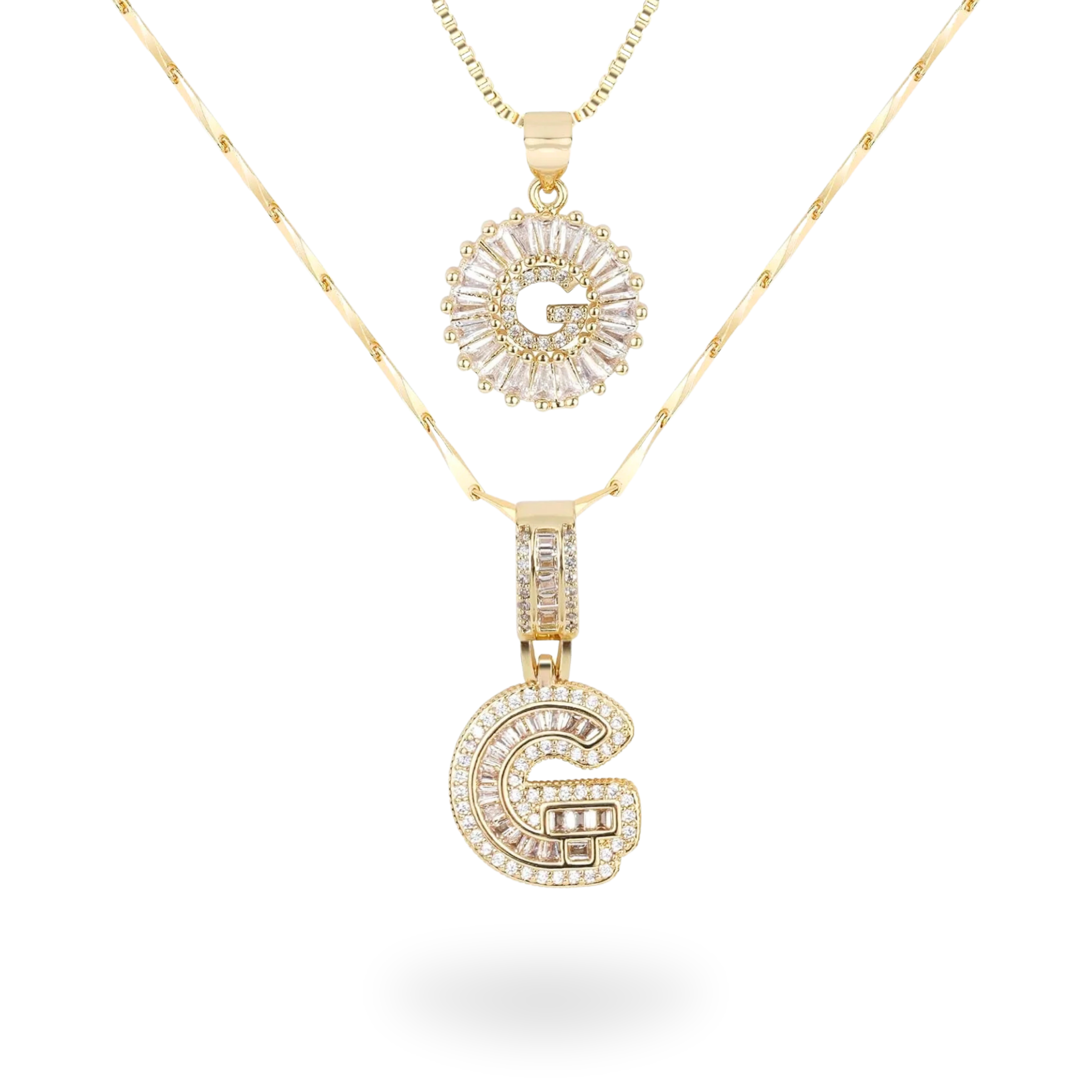 Diamond Initial Necklace Set