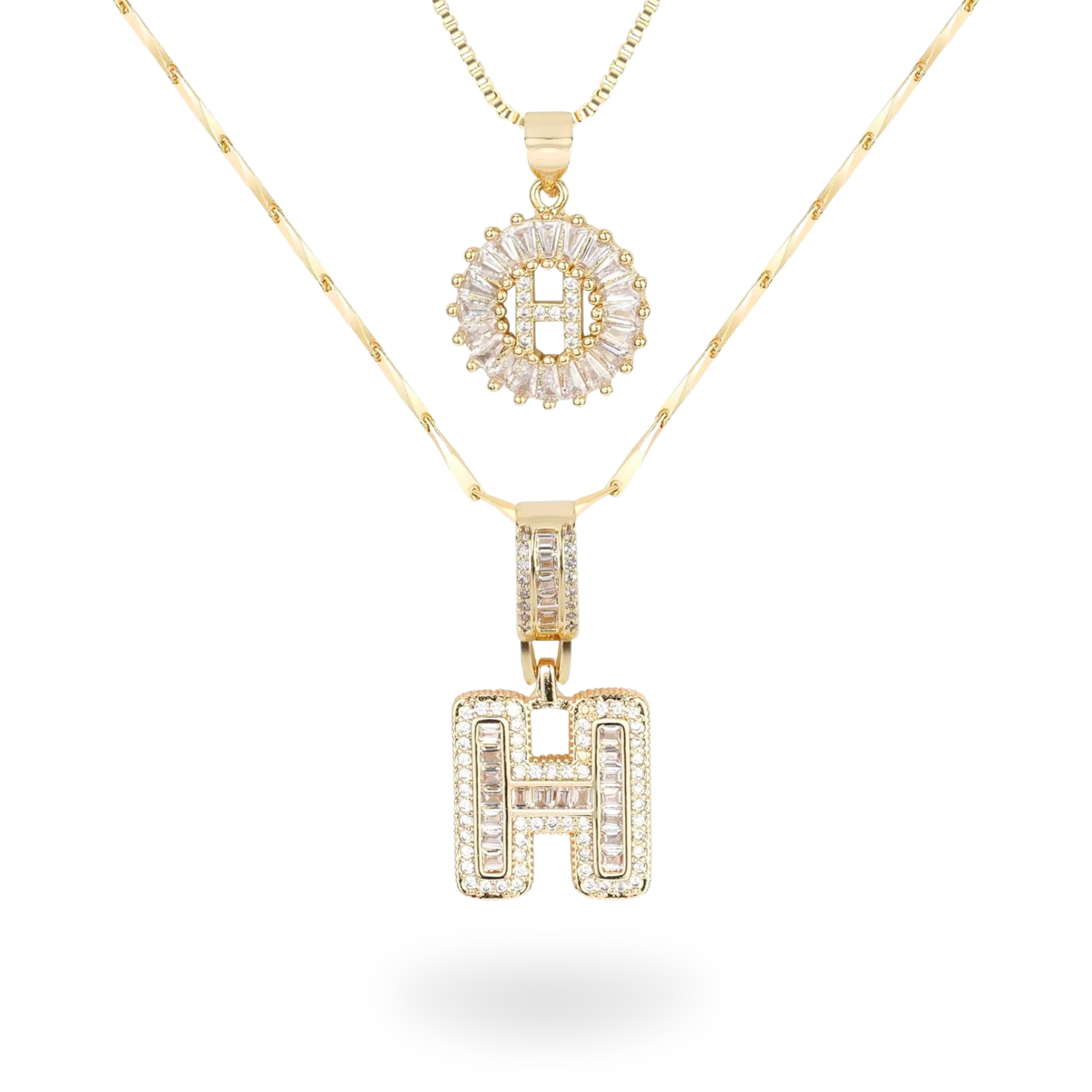 Diamond Initial Necklace Set