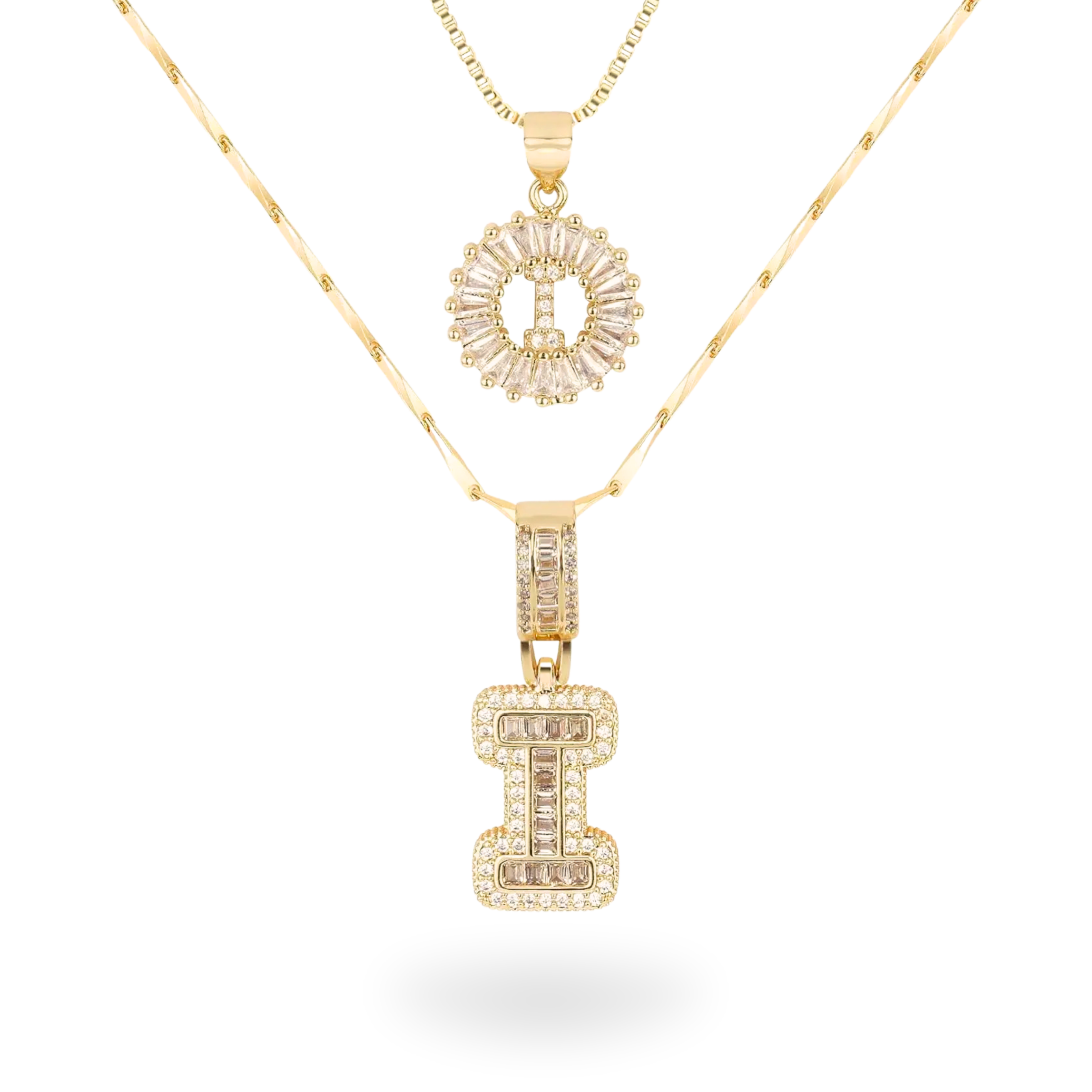 Diamond Initial Necklace Set
