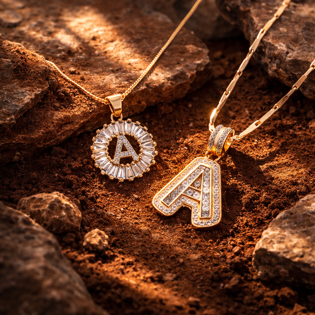 Diamond Initial Necklace Set
