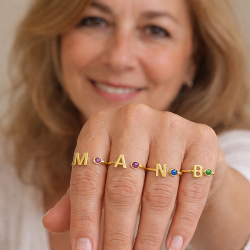 Birthstone Initial Ring