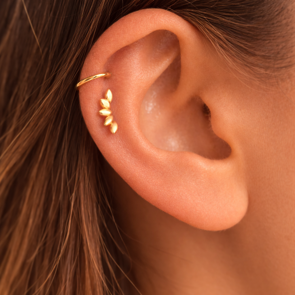 Floral Curve Flat Back Stud