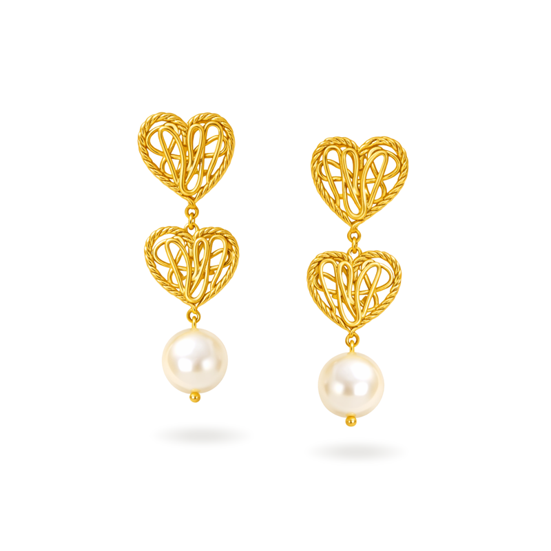 Amora Pearl Heart Earrings