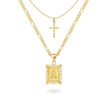 Initial & Cross Necklace Set