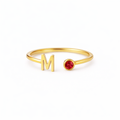 Birthstone Initial Ring