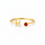Birthstone Initial Ring