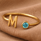 Birthstone Initial Ring