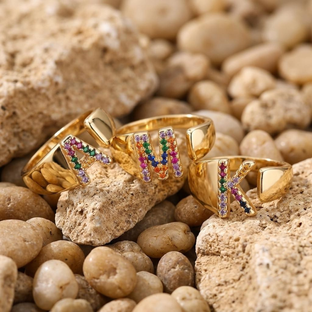 Prism Stone Initial Ring